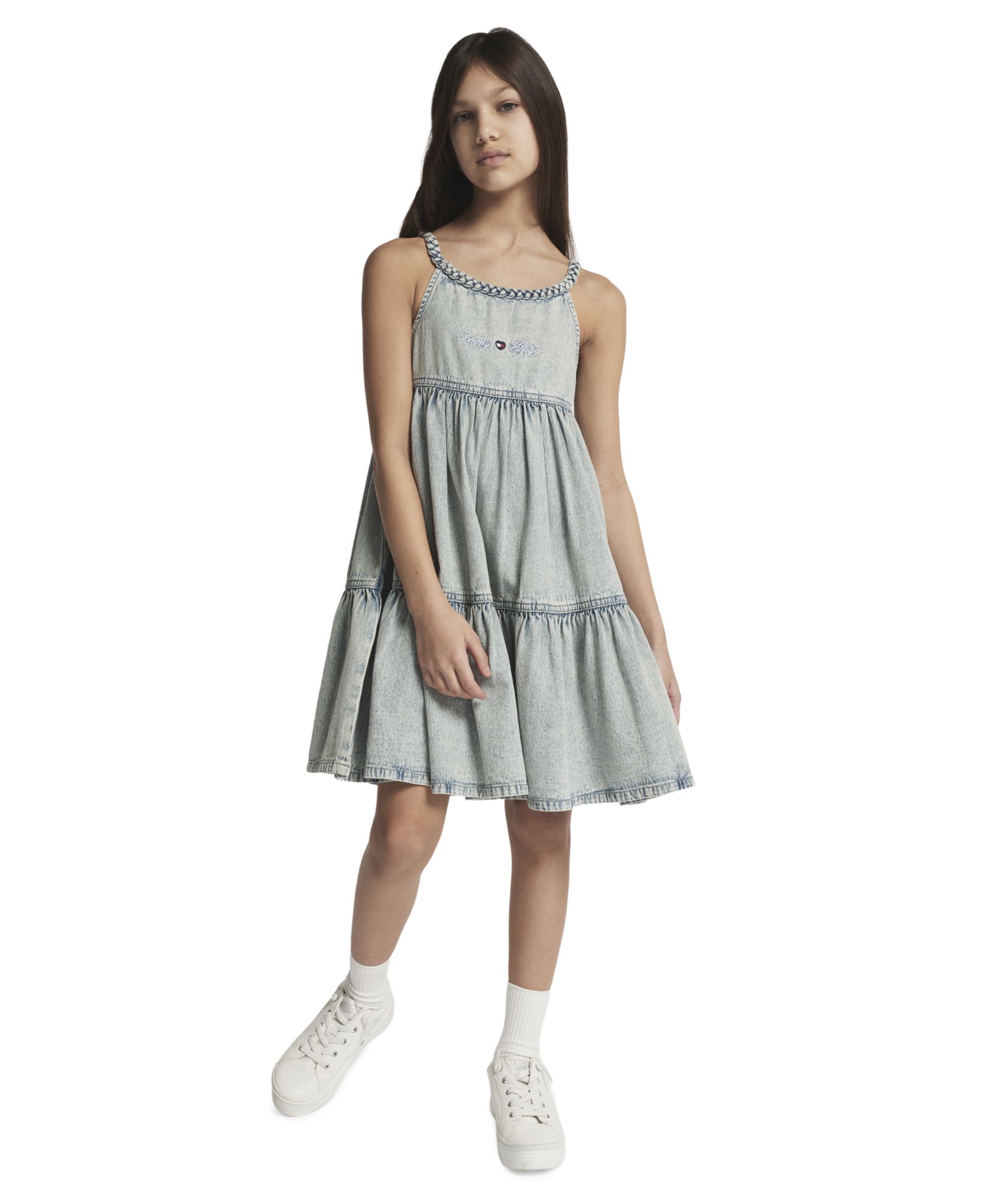 Tommy Hilfiger Детское джинсовое платье с отделкой из шнура, 7-16