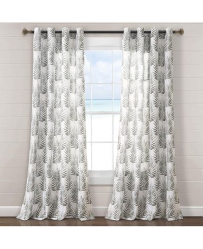 Lush Decor Palm Lane Light Filtering Window Curtain Panels Pair 52"W x 84"L Gray - Coastal Curtains For Bedroom Or Living Room - Beach House Decor