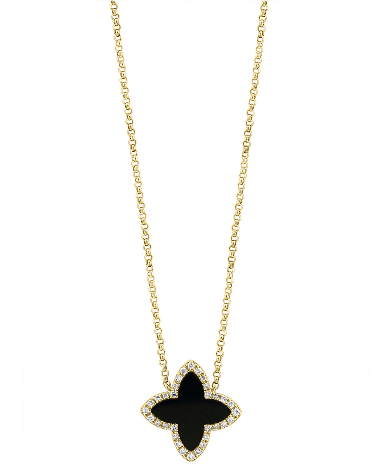 Подвеска EFFY Collection Onyx & Diamond 1/10 ct. t.w. в 14k Yellow Gold