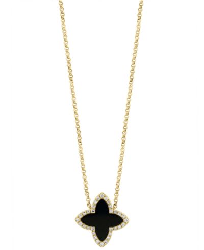 Подвеска EFFY Collection Onyx & Diamond 1/10 ct. t.w. в 14k Yellow Gold