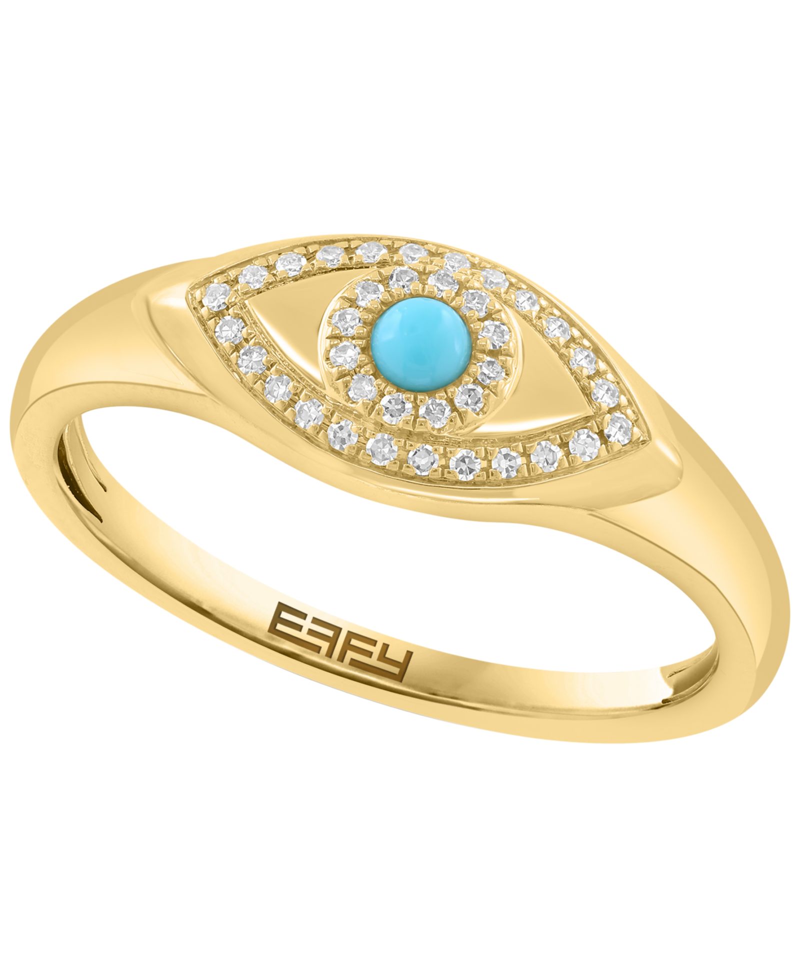 Кольцо EFFY Collection с бриллиантом и бирюзой в 14k желтом золоте