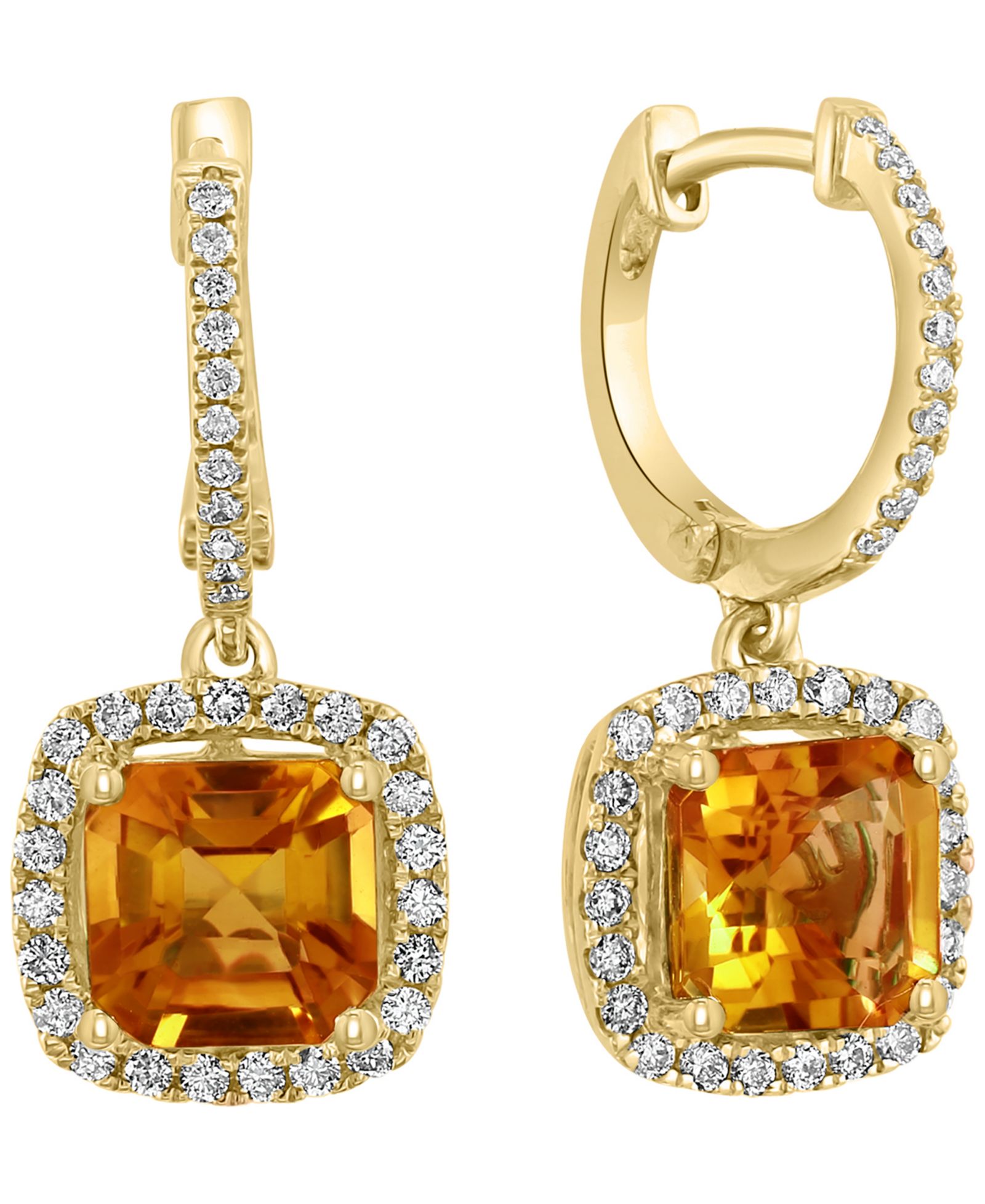 Серьги EFFY Collection с бриллиантом и цитрином в 14k Yellow Gold