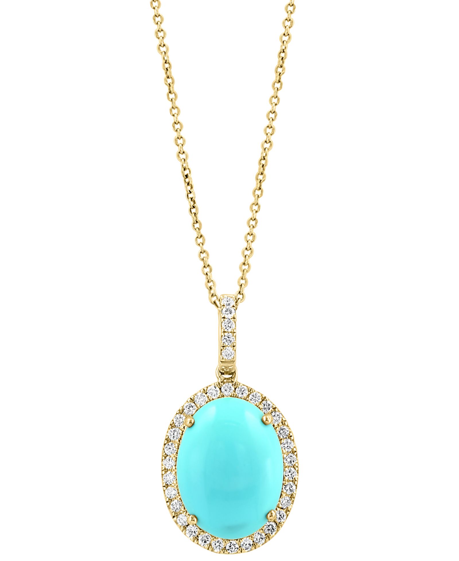 Подвеска-ожерелье EFFY Collection Diamond (1/5 ct. t.w.) и Turquoise в золоте 14k Yellow Gold