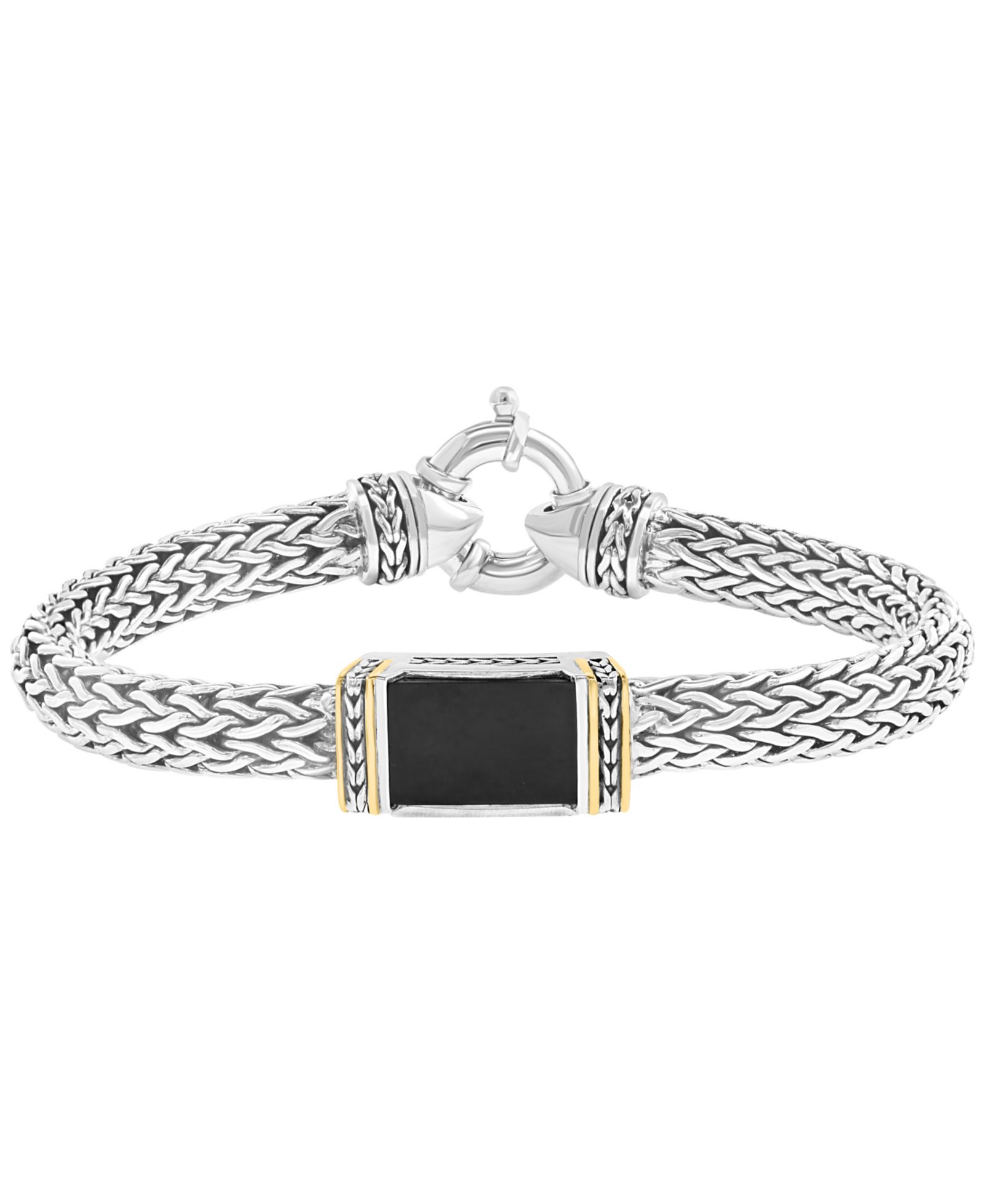 Мужской браслет EFFY Collection Onyx из стерлингового серебра с 14k Yellow Gold