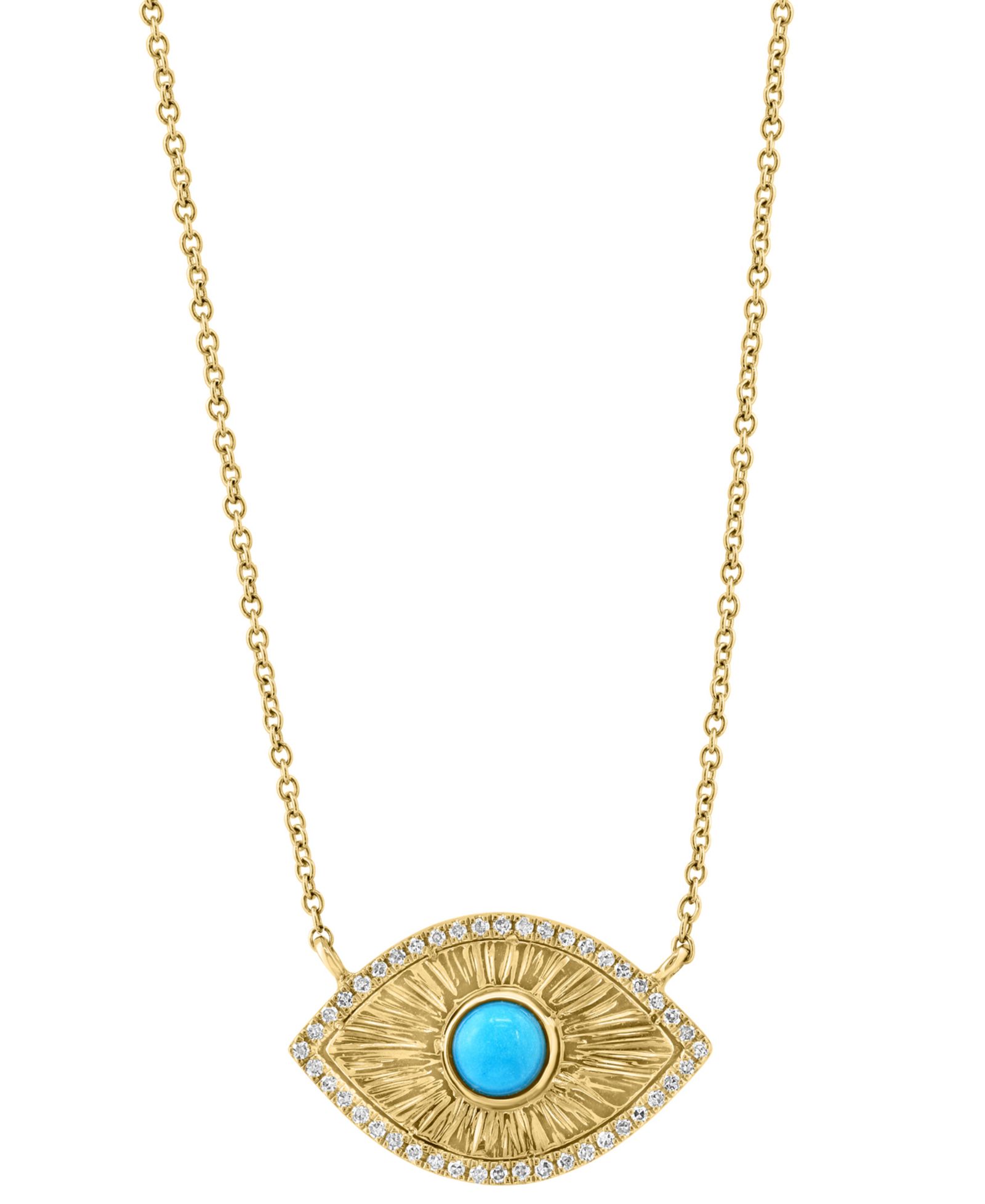 Ожерелье EFFY Collection Diamond (1/8 ct. t.w.) and Turquoise in Gold Over Sterling Silver