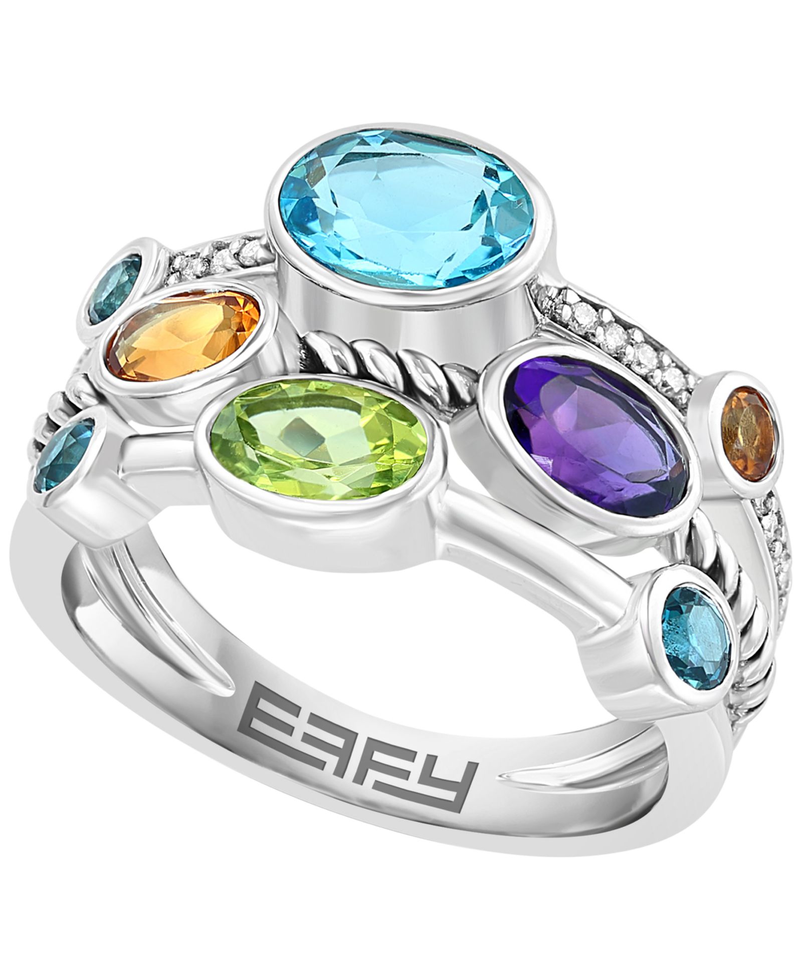 EFFY Collection Diamond (1/20 ct. t.w.) and Multi-Gemstone (2-3/8 ct. t.w.) Ring