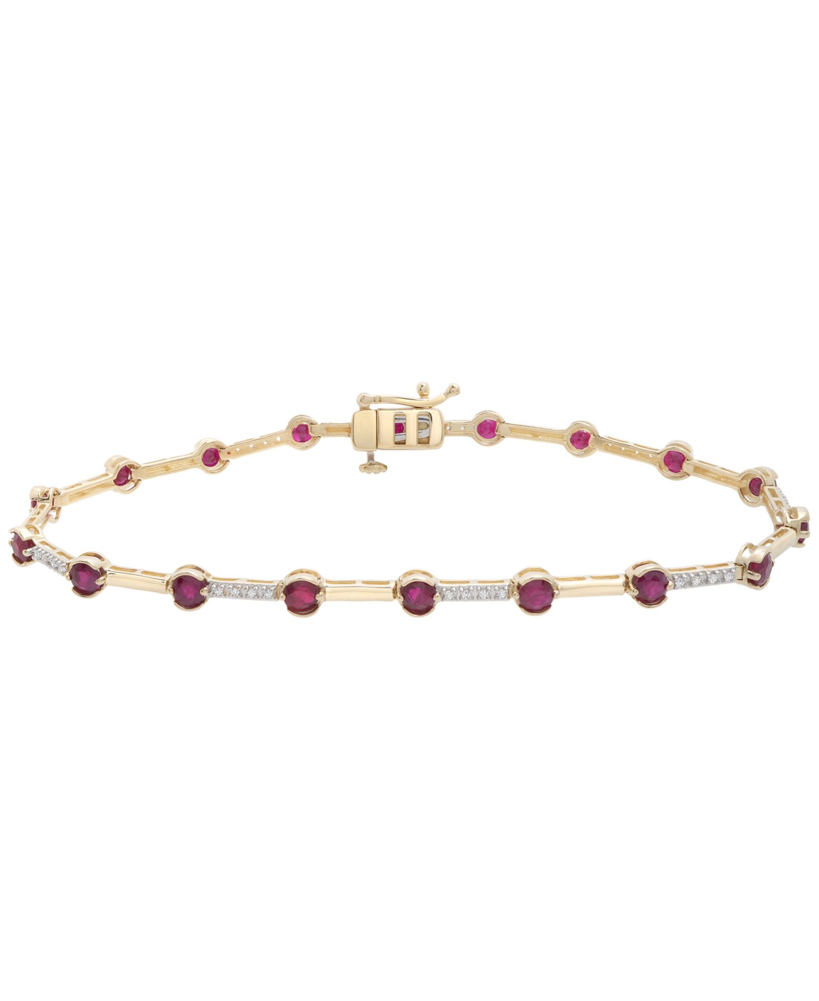 Браслет Macy's Ruby (2-5/8 ct. t.w.) and Diamond (1/10 ct. t.w.) in 10k Yellow Gold