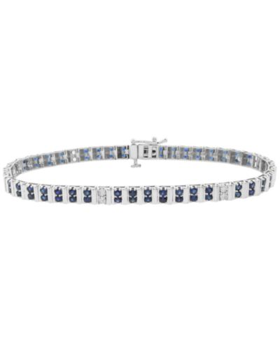 Браслет Macy's с сапфиром (2-1/2 ct. t.w.) и бриллиантом (1/10 ct. t.w.) в белом золоте 10k