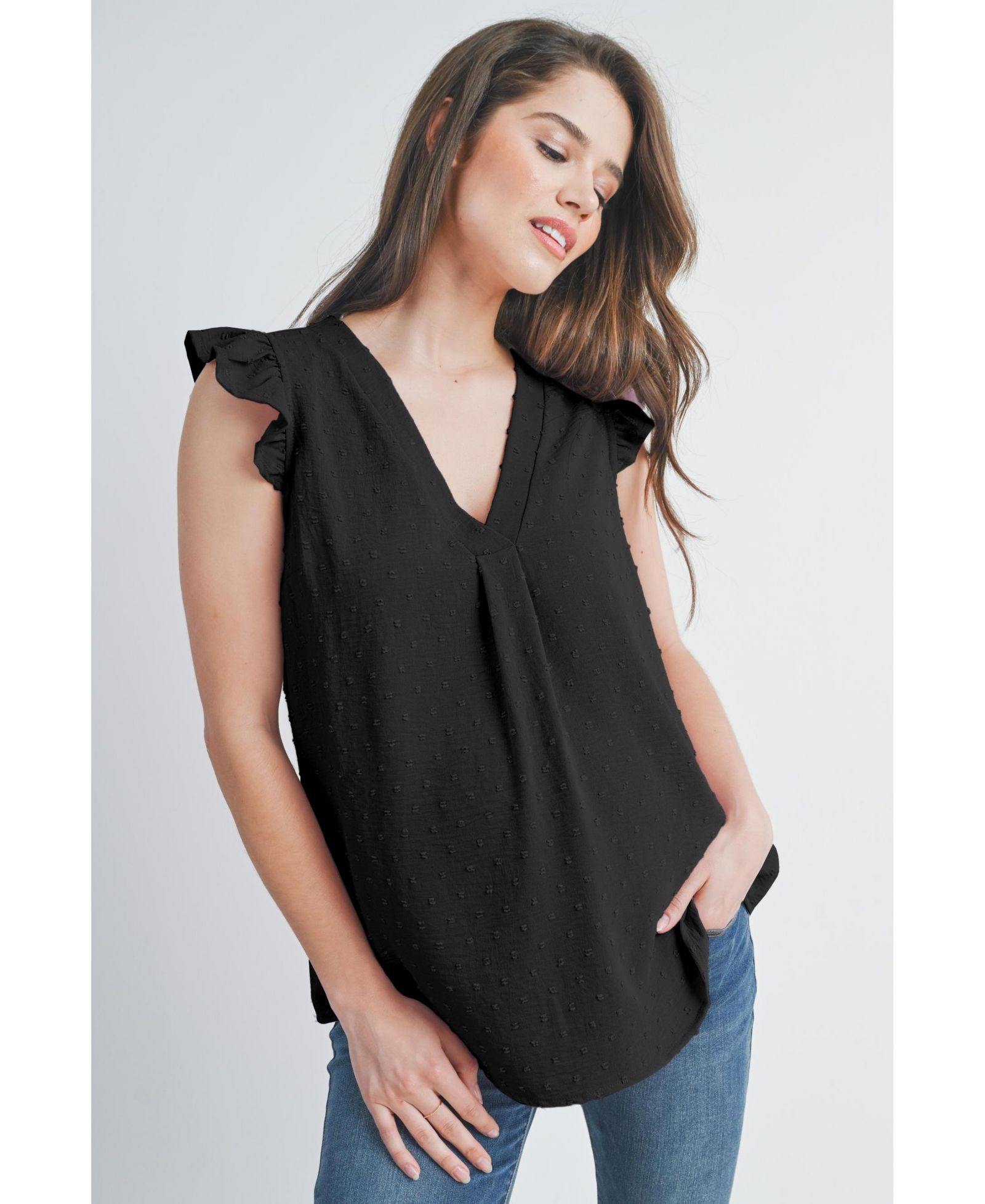 Женский топ Hello Miz Swiss Dot Flutter Cap Sleeve V-Neck Maternity