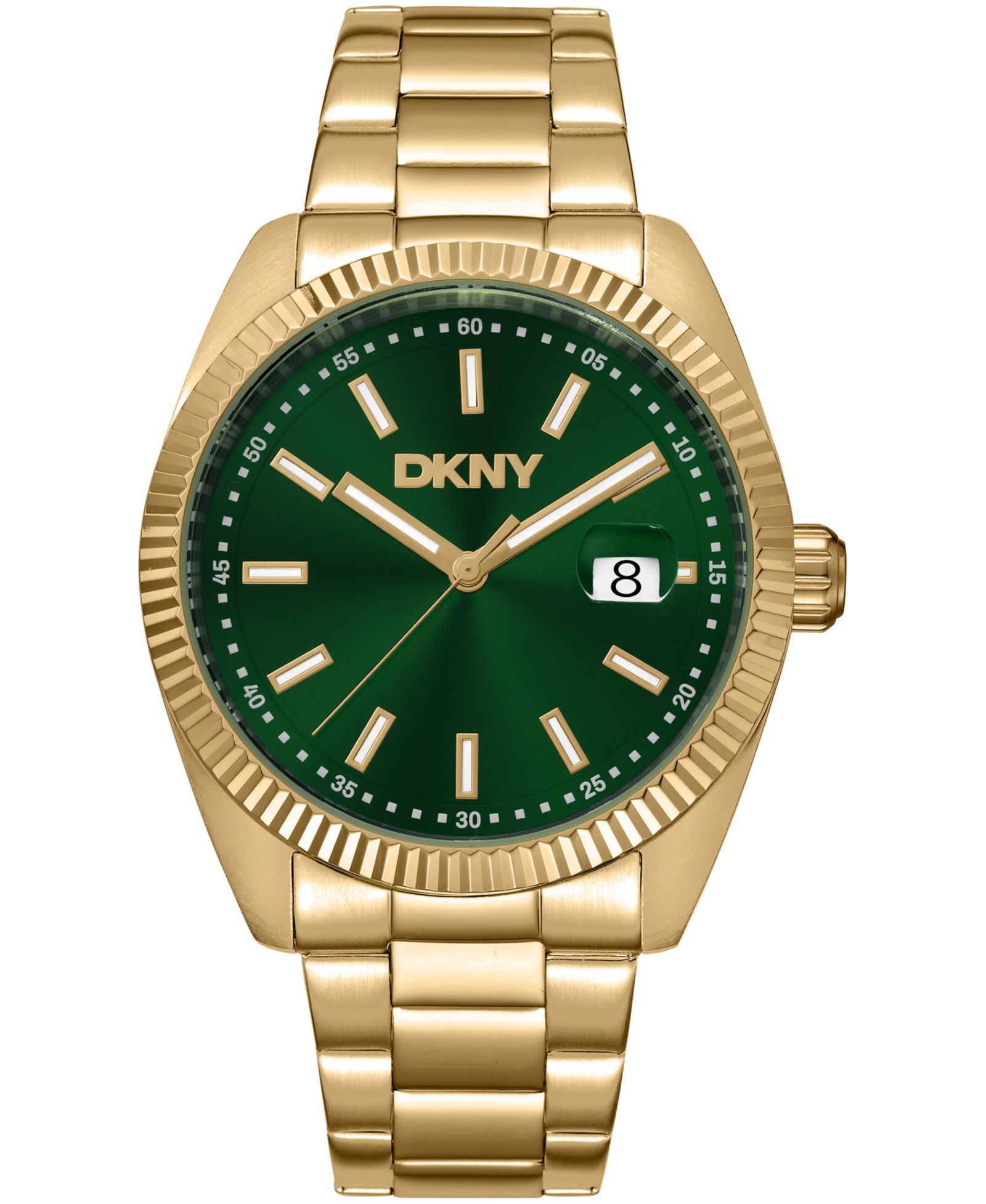 Мужские часы DKNY Date Dark Green Dial Gold-Tone Stainless Steel, 40mm