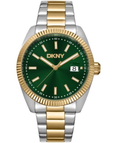 Мужские часы DKNY, двухцветные, из нержавеющей стали, зеленый циферблат, 40mm