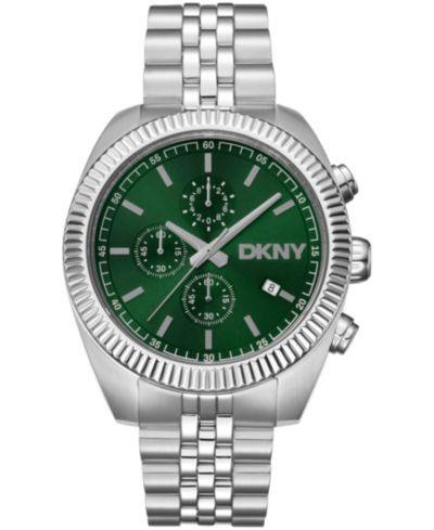 DKNY Мужские часы Chronograph Green Dial, стальной браслет, 42mm