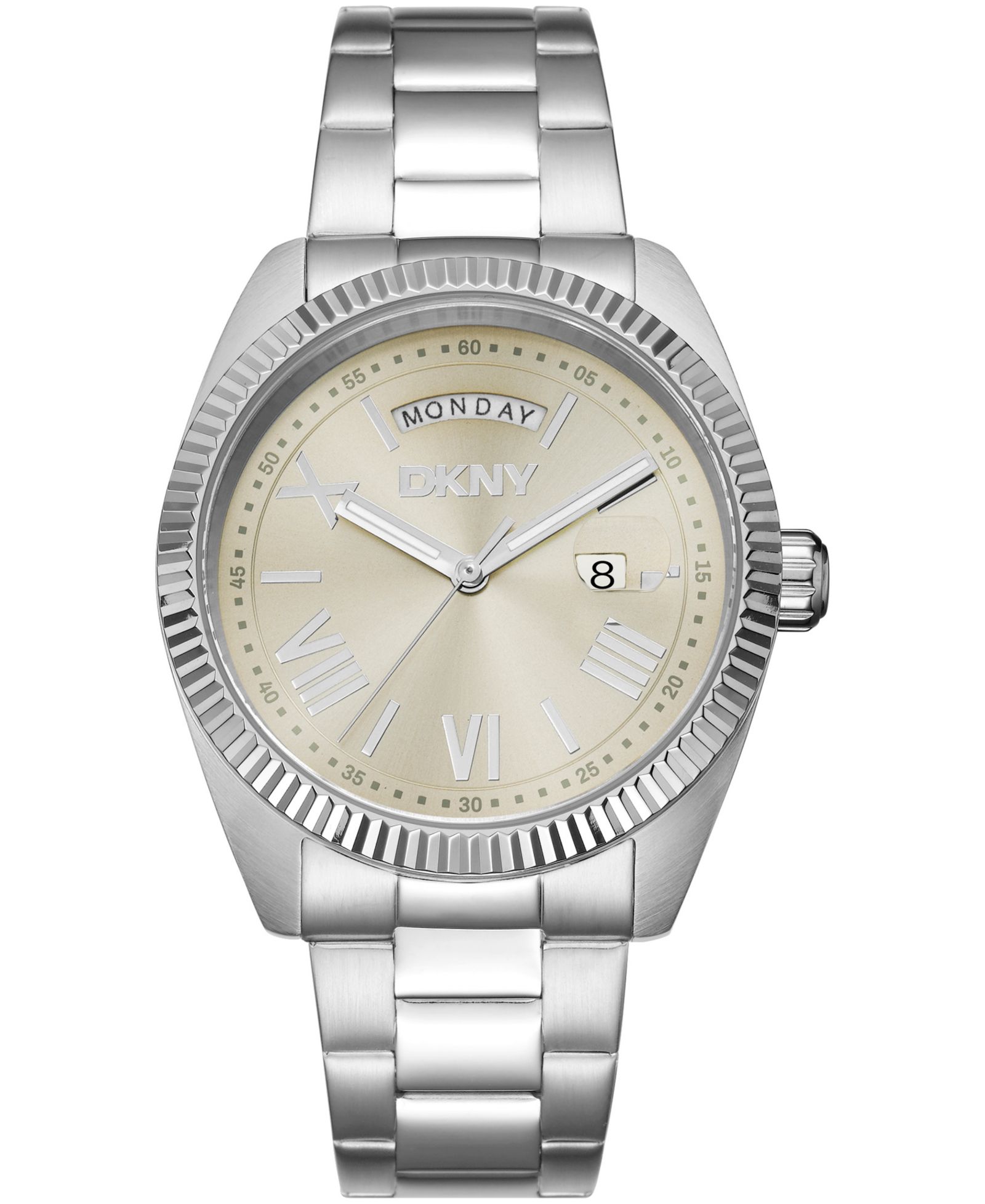 DKNY Men's Day Date Gray Dial Stainless Steel Bracelet Watch, 41mm