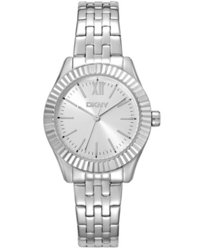DKNY Женские часы со стальным браслетом и серебристым циферблатом, 30mm