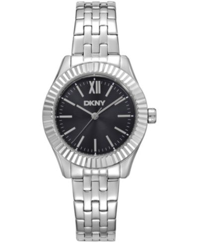 DKNY Женские наручные часы со стальным браслетом и черным циферблатом, 30mm