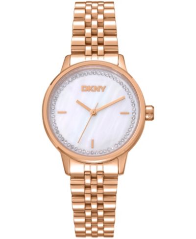 DKNY Женские часы с бриллиантами MOP, золотистая сталь, 30mm