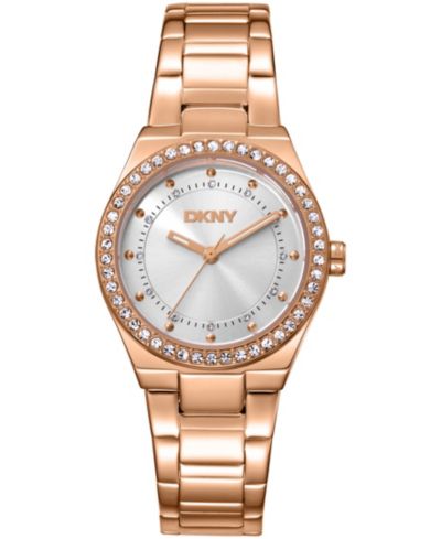 DKNY Женские часы с серебристым циферблатом, кристаллами и браслетом из нержавеющей стали, 30mm
