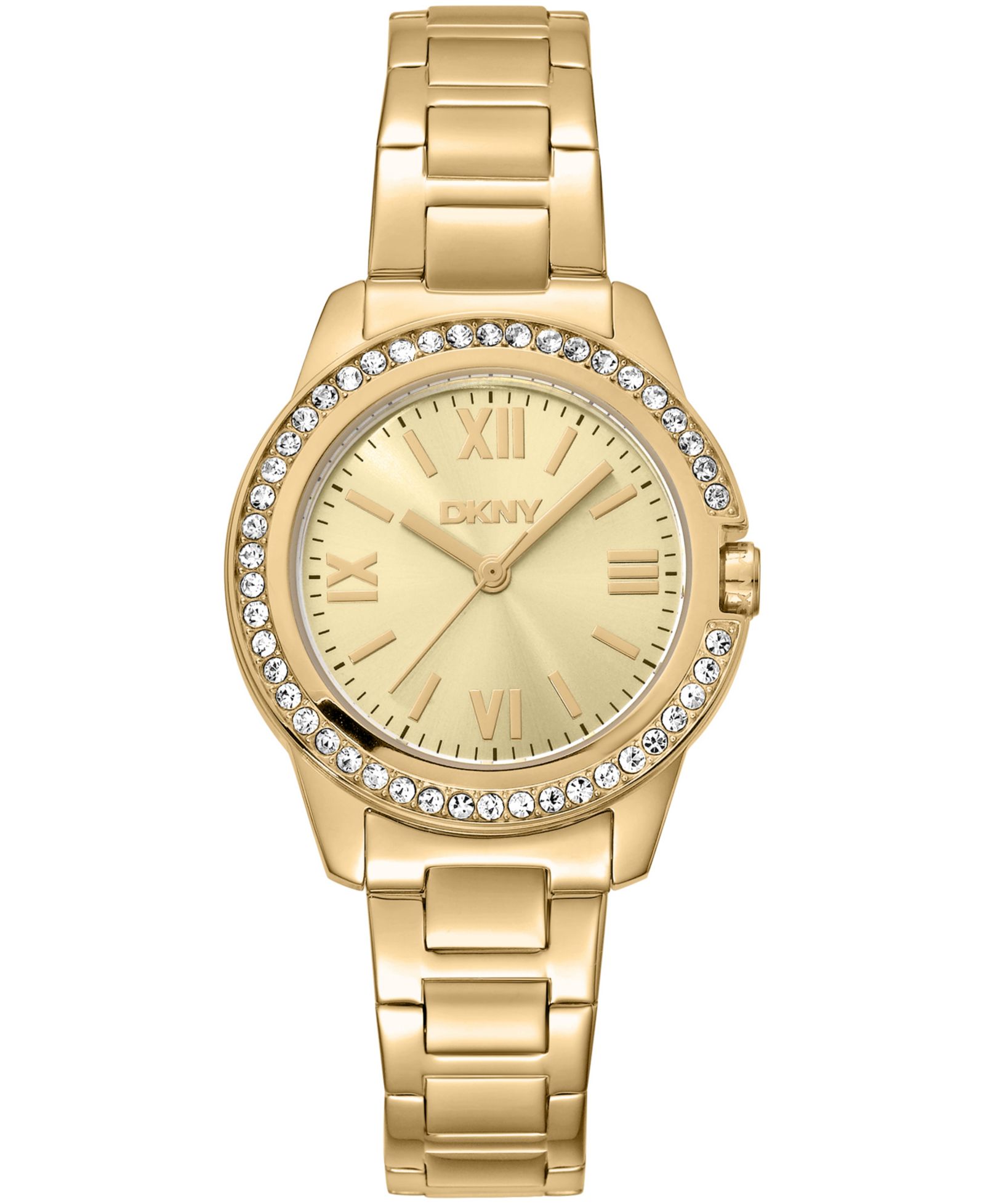 Женские наручные часы DKNY с золотистым корпусом и кристаллами, 30mm