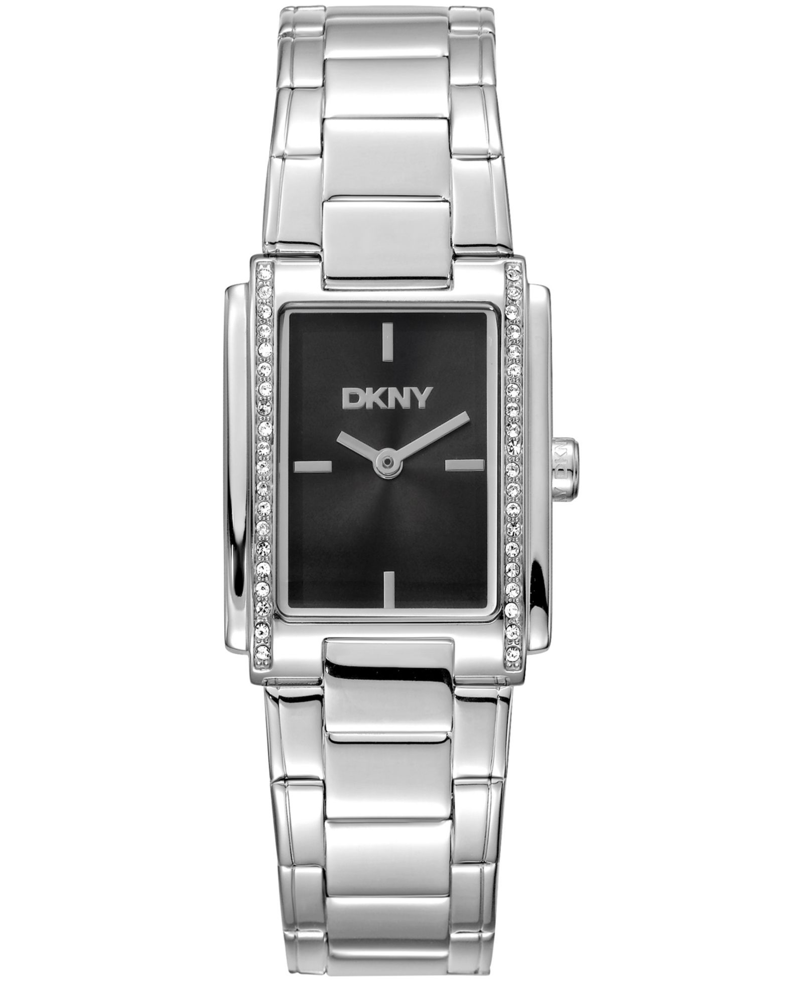 DKNY Women's Black Dial Crystal Accented Case Stainless Steel Bracelet Watch, 23 x 30mm