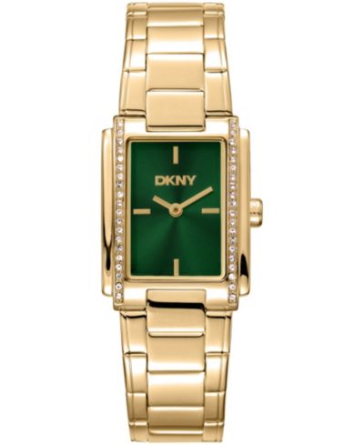 DKNY Женские наручные часы с темно-зеленым циферблатом и золотистым браслетом из стали, 23 x 30mm