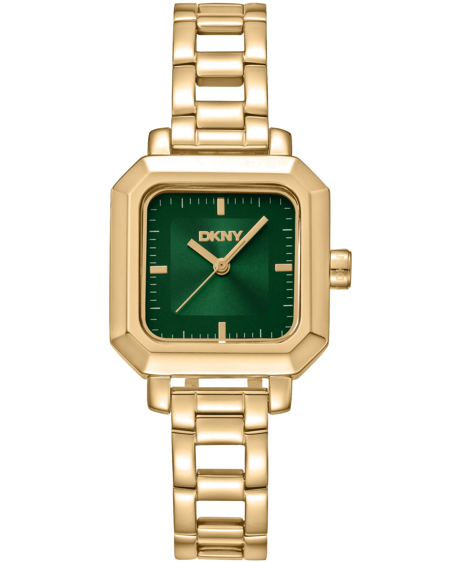 Женские наручные часы DKNY Green Dial Open Link Gold-Tone Stainless Steel Bracelet, 27 x 27mm