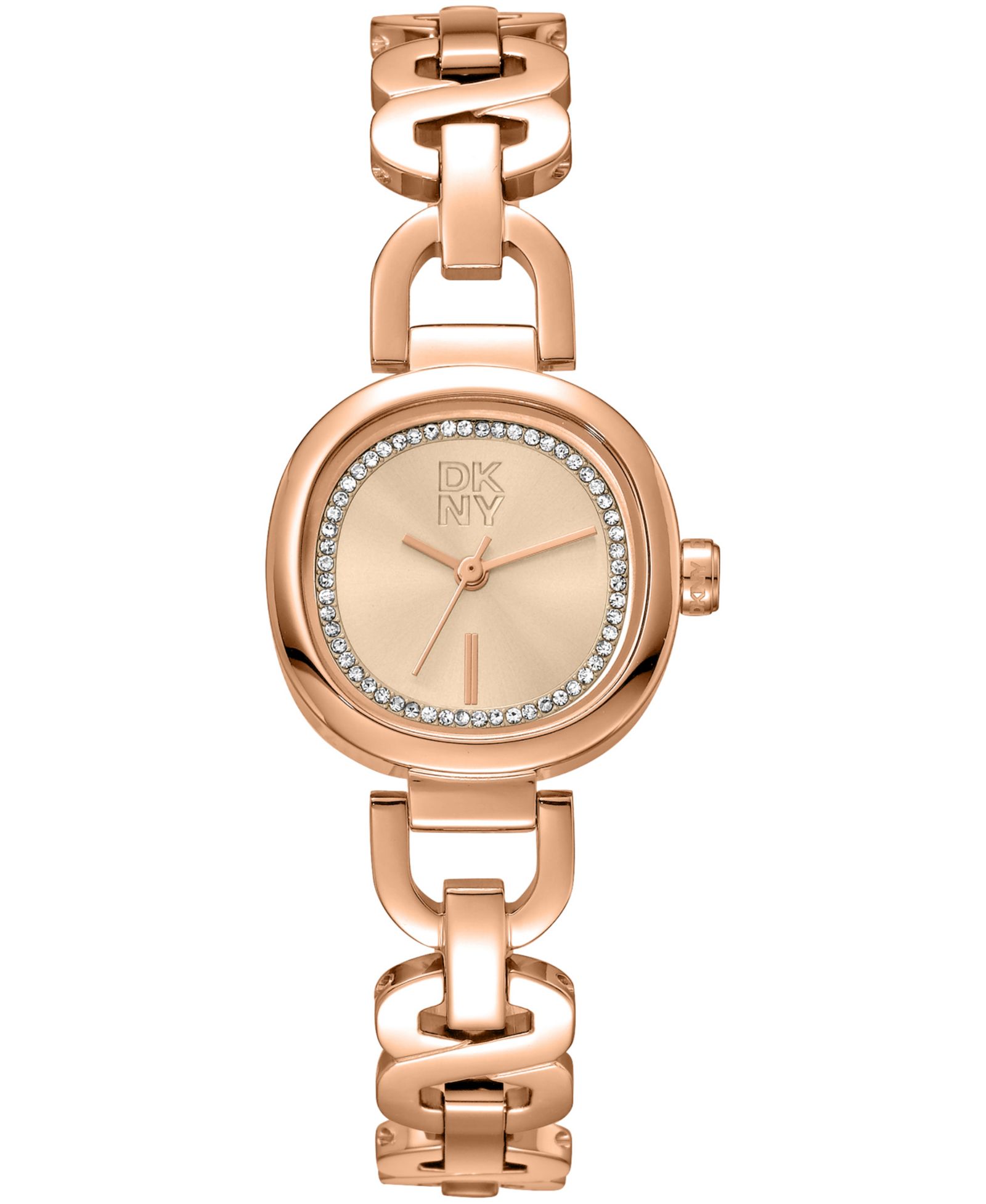 Женские часы DKNY Rose Gold Crystal Accented Dial Rose-gold Tone Stainless Steel Open Link Bracelet Watch, 24mm
