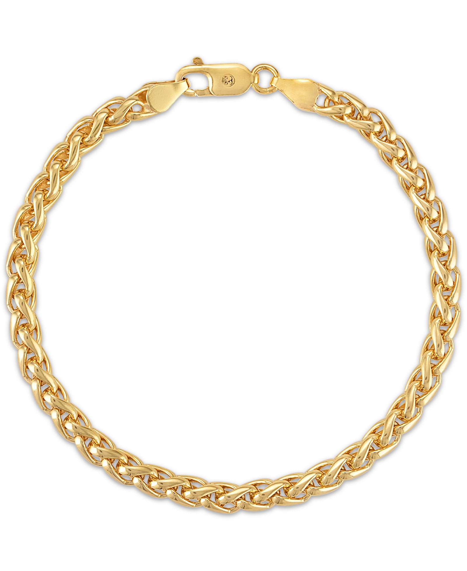 Мужской браслет Esquire Jewelry Wheat Link Chain в 14k Gold-Plated Sterling Silver
