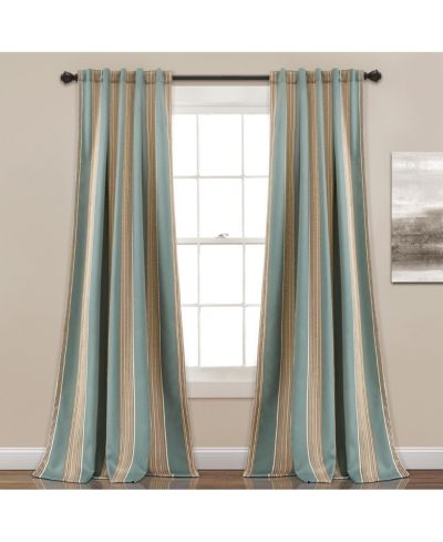 Lush Decor Julia Stripe Light Filtering Window Curtain Panels Pair 52"W x 108"L - Striped Curtains for Bedroom - Living Room Curtains