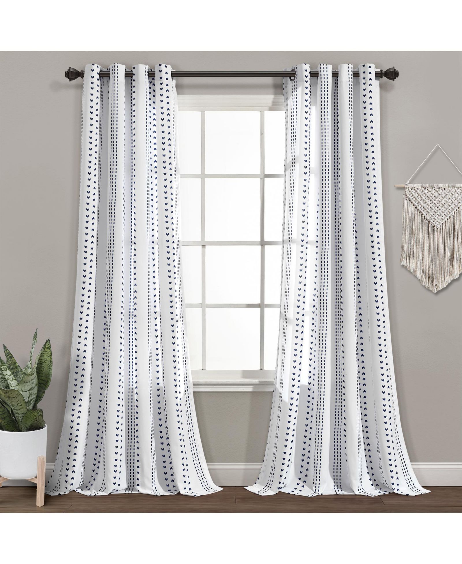 Lush Decor Hygge Stripe Grommet Window Curtain Panels 52x108 Set