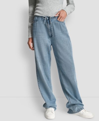 DKNY Jeans Petite Mid-Rise Drawstring Relaxed Fit Jeans