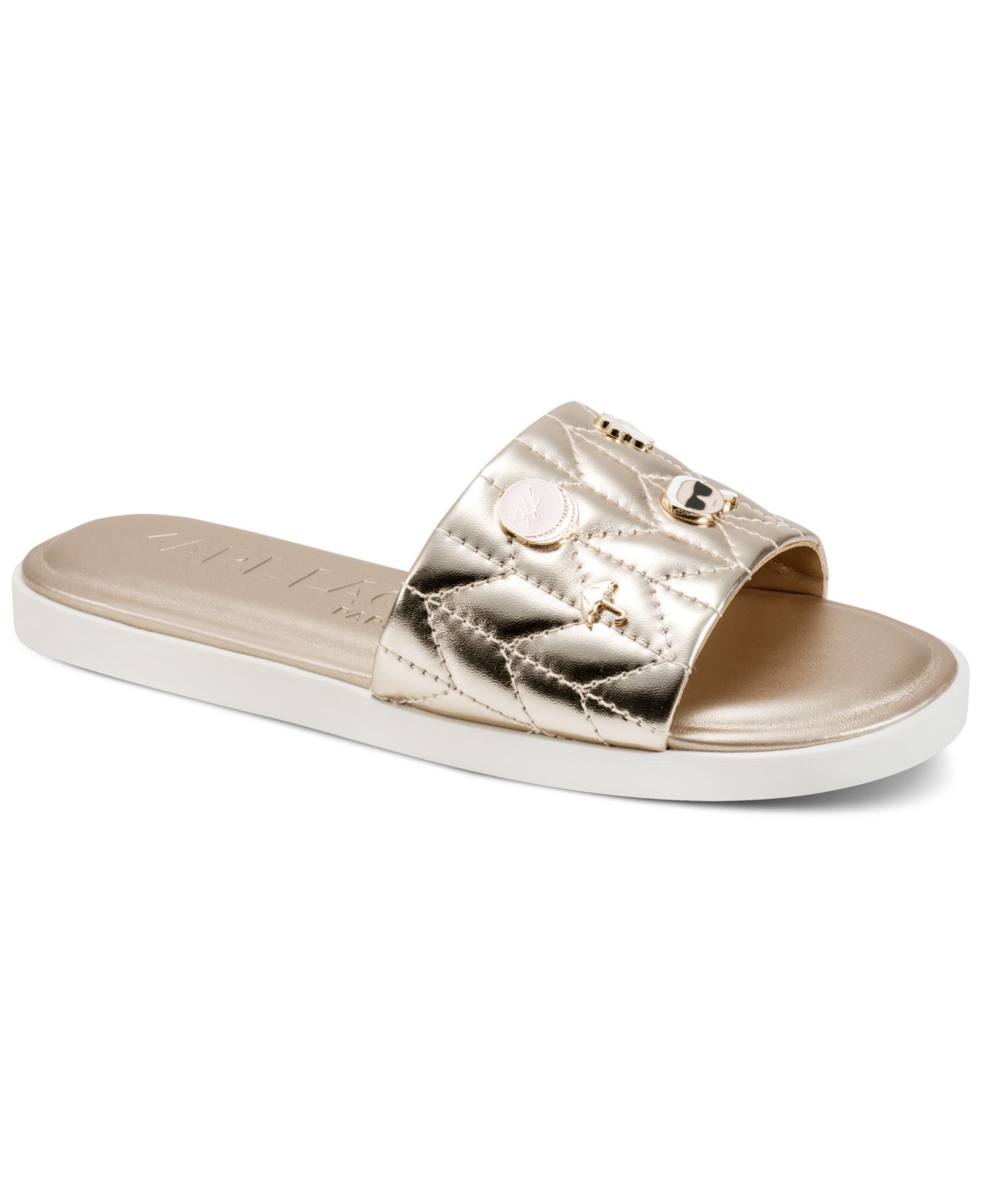 KARL LAGERFELD PARIS Women's Carenza Macaron Slide Flat Sandals