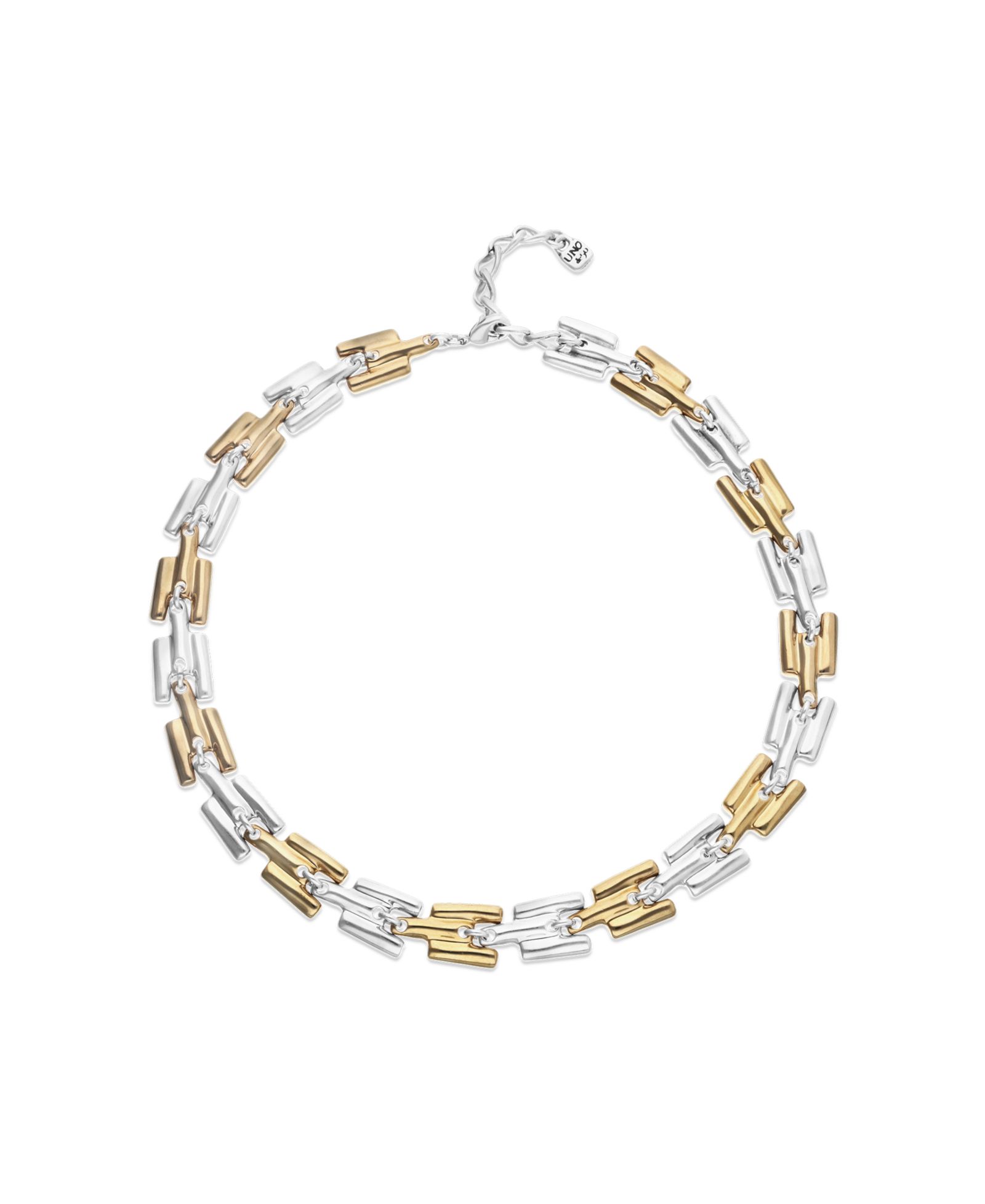 Unode50 Half 18K Gold Half Sterling Silver Alloy Necklace with Links