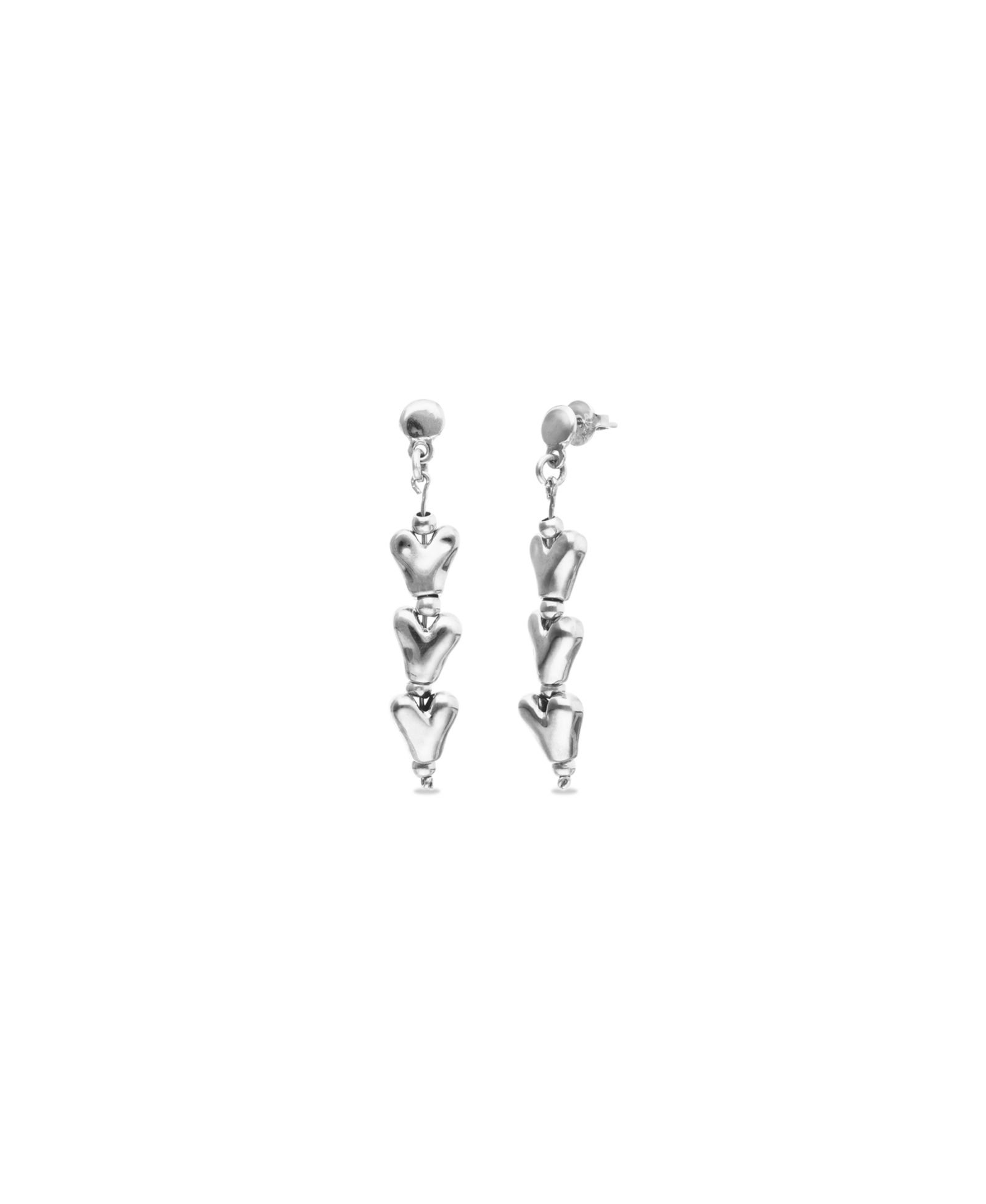 Unode50 Sterling Silver Plated Heart Shaped Long Earrings