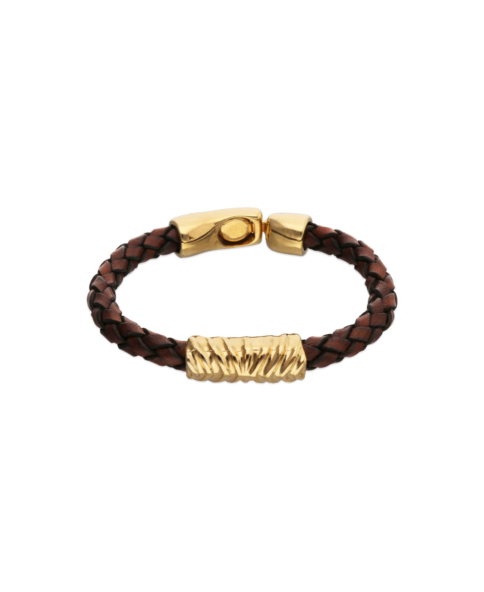 Unode50 браслет из кожи и сплава 18K Gold с звеньями