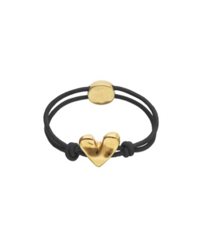 Браслет Unode50 Blak из эластичной нити с позолотой 18K и сердцем