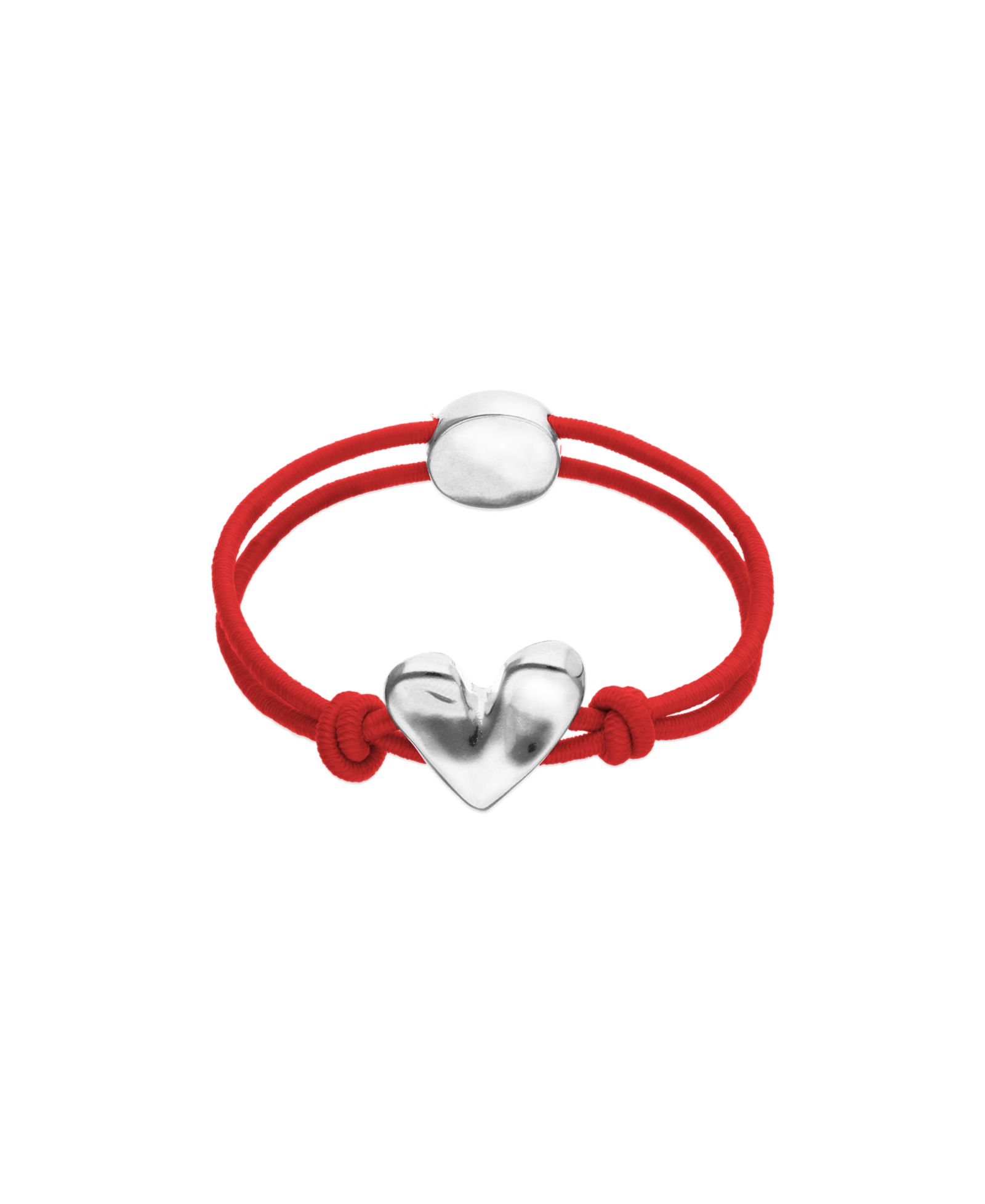 Unode50 Red Elastic Thread Sterling Silver Plated Bracelet with Heart