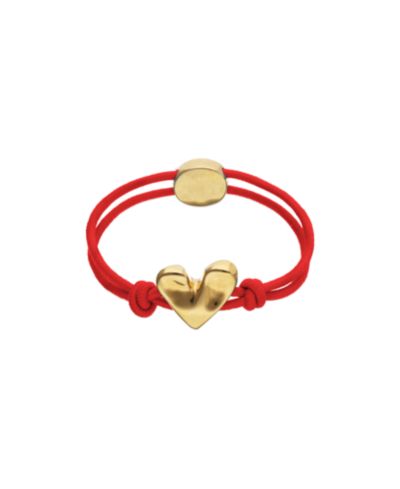 UNOde50 Красный браслет с сердцем из эластичной нити с напылением 18K Gold