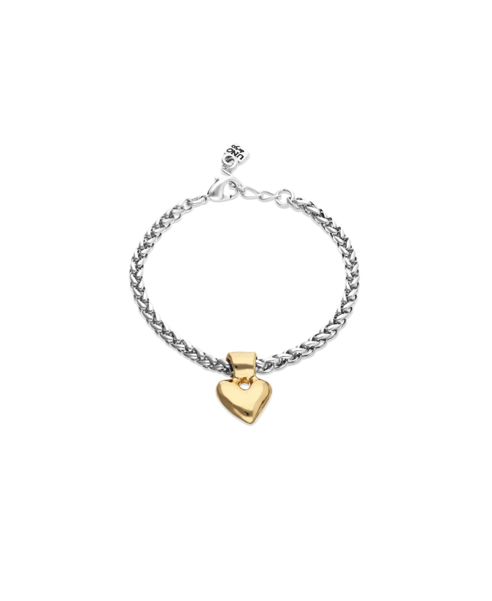 Unode50 Bracelet Plated in Sterling Silver with Heart Detail in Gold 18K