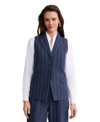 Jones New York Женский жилет из льняной смеси с воротником-пик