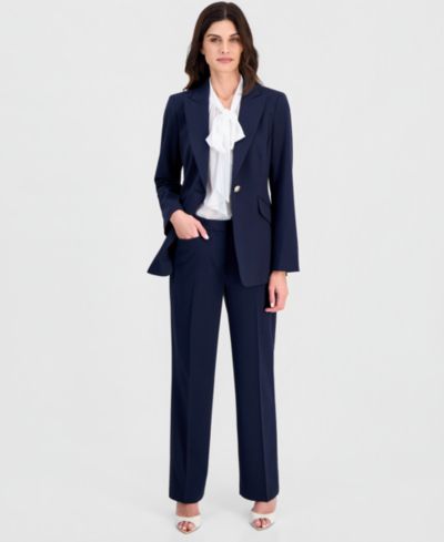 Tahari ASL Petite Shoulder Padded One-Button Blazer