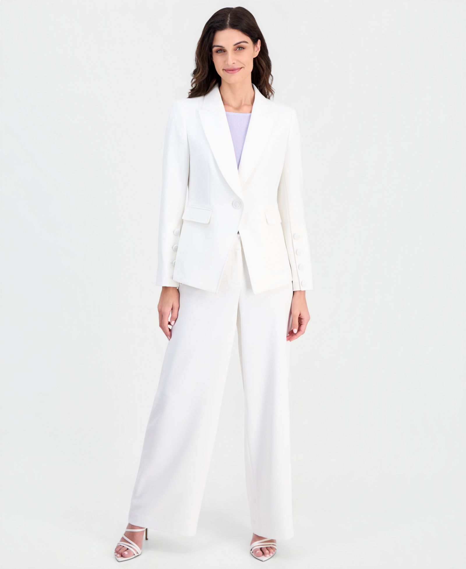 Tahari ASL Petite Peak Lapel One Button Blazer