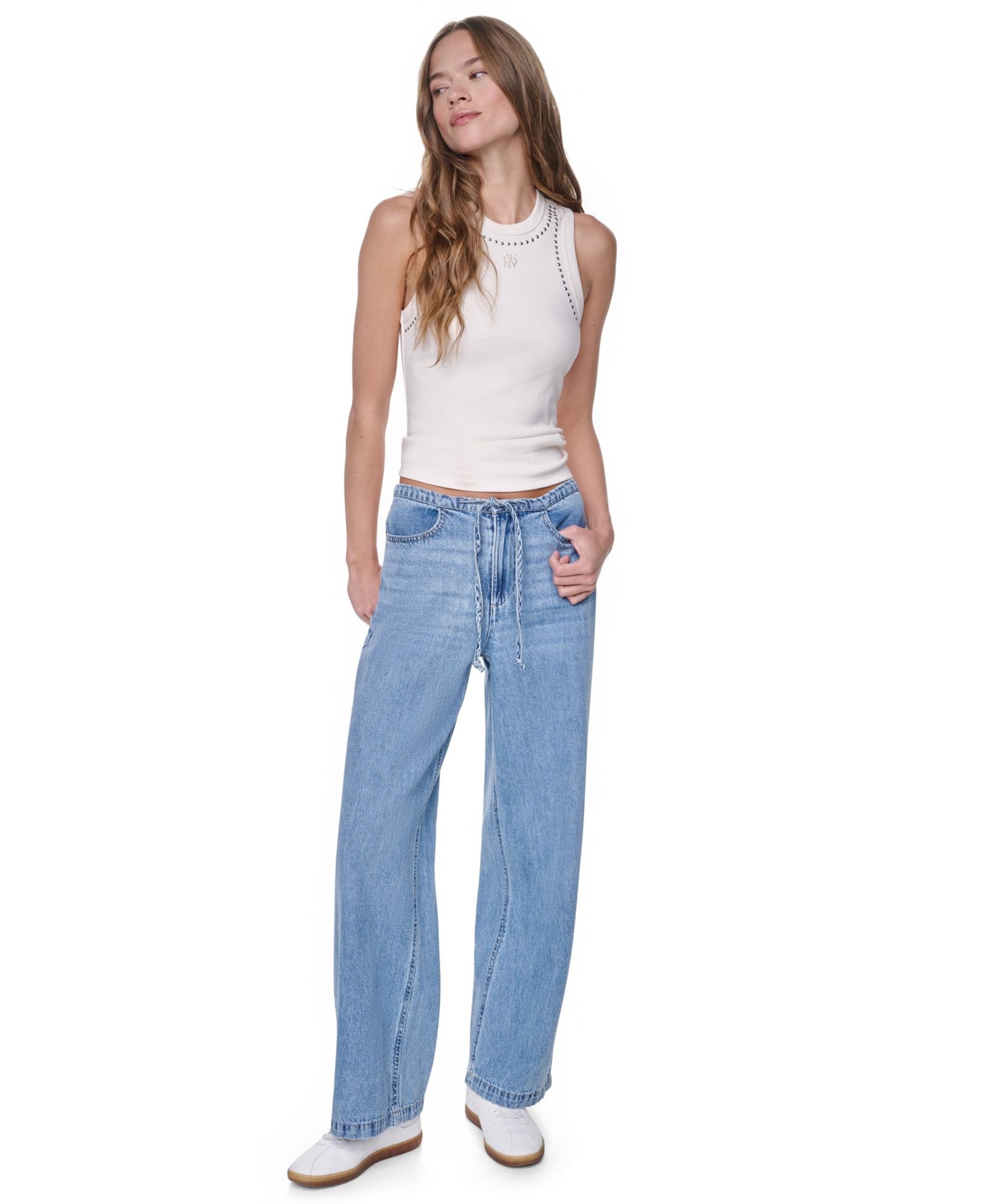 DKNY Jeans Women's Mid-Rise Flowy Relaxed Straight Jeans