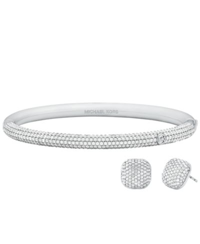 Michael Kors Pave Bangle Bracelet and Earring Set