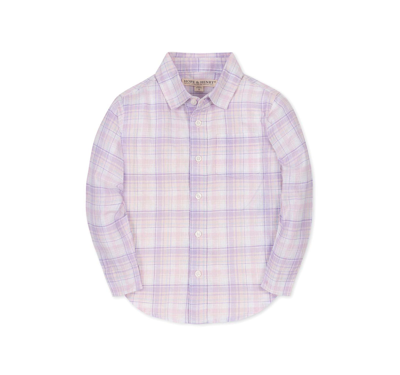 Hope & Henry Big Boys Linen Long Sleeve Button Down Shirt