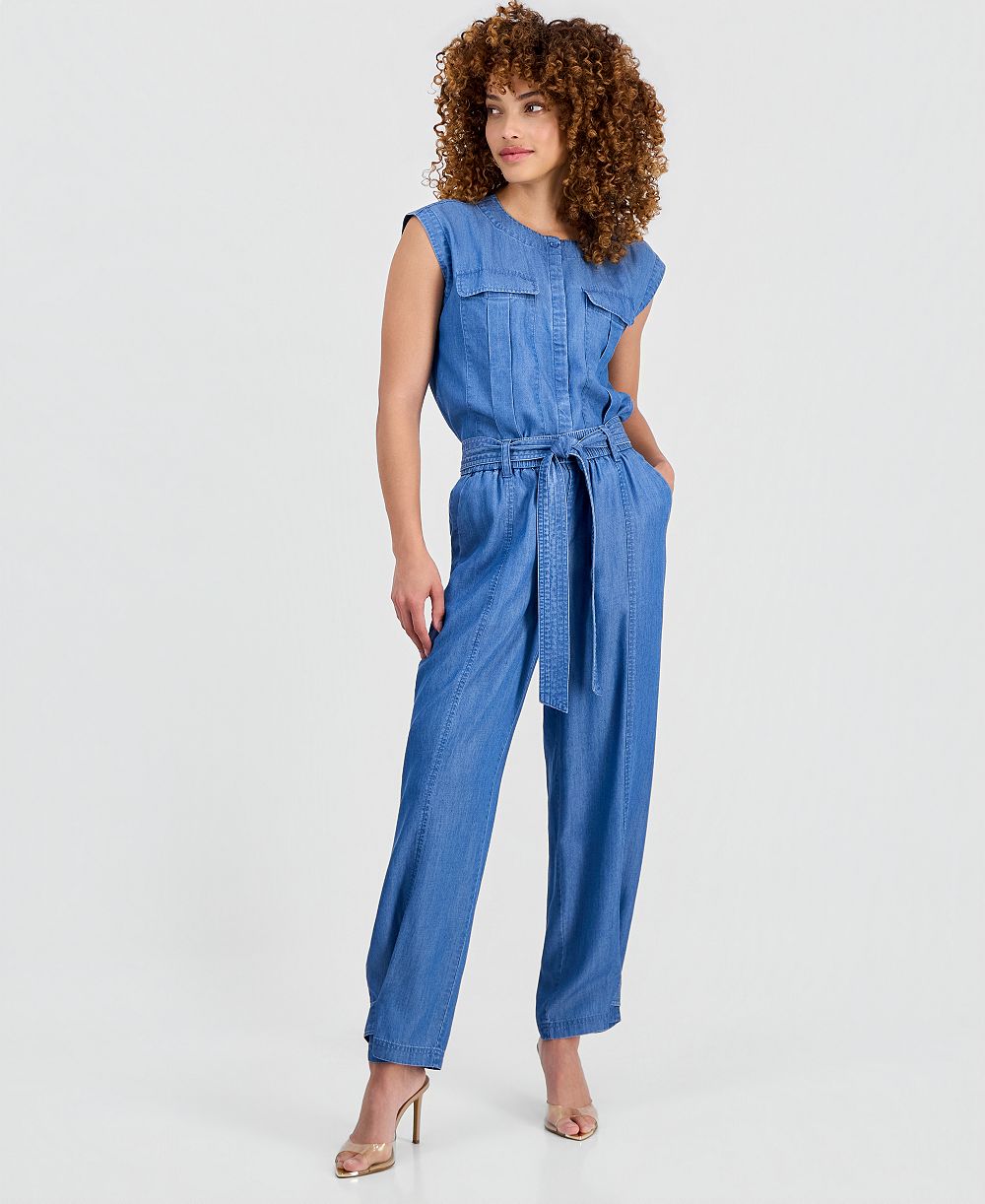 I.N.C. International Concepts Petite High-Rise Belted Tapered Pants, Macy's Excluisve