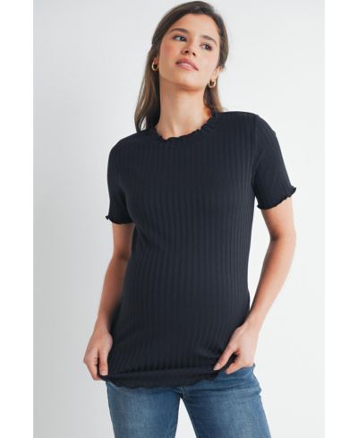 Женский топ Hello Miz Maternity Ribbed Crew Neck Short Sleeve