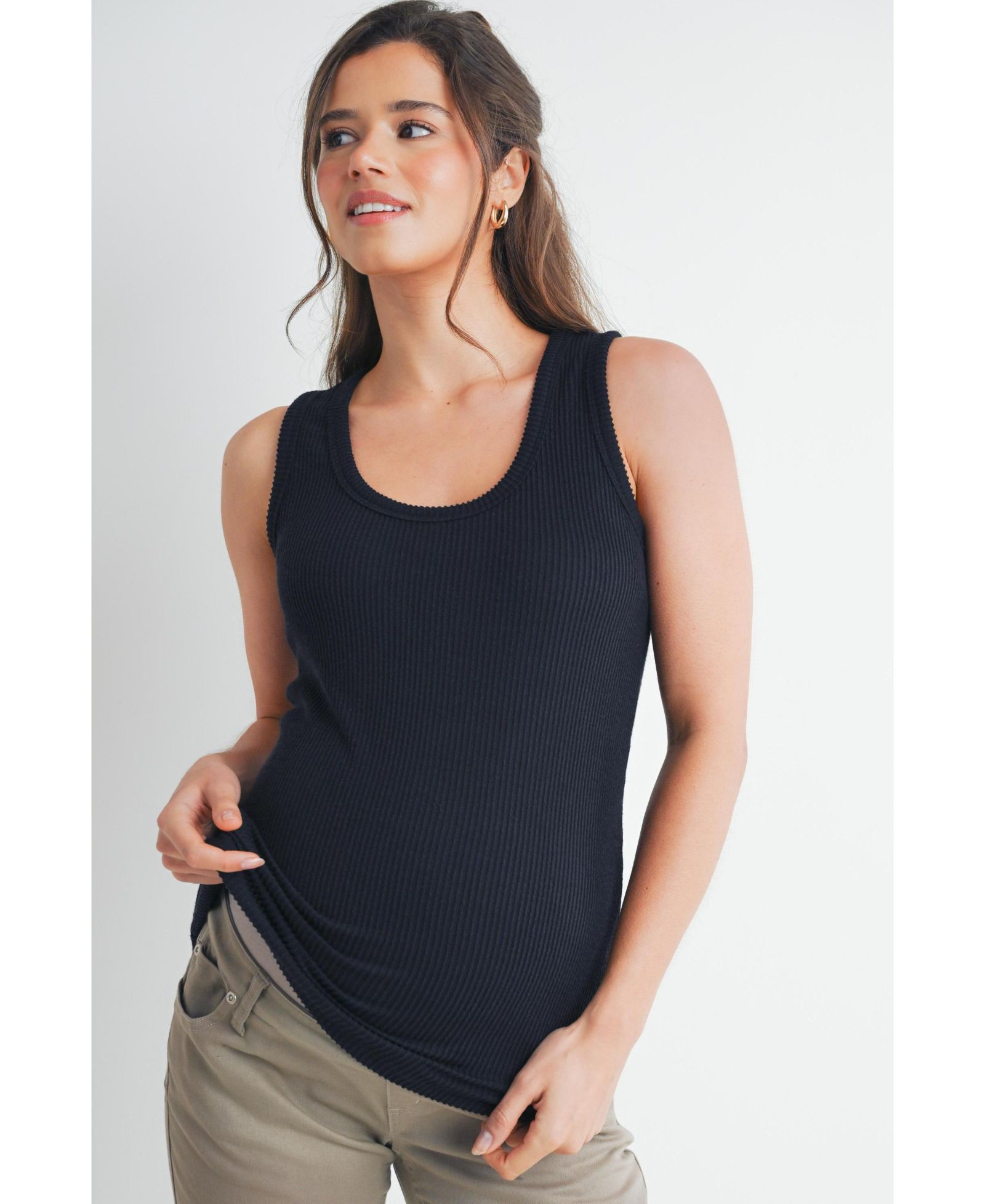 Hello Miz Maternity Ribbed Scoop Neck Tank Top