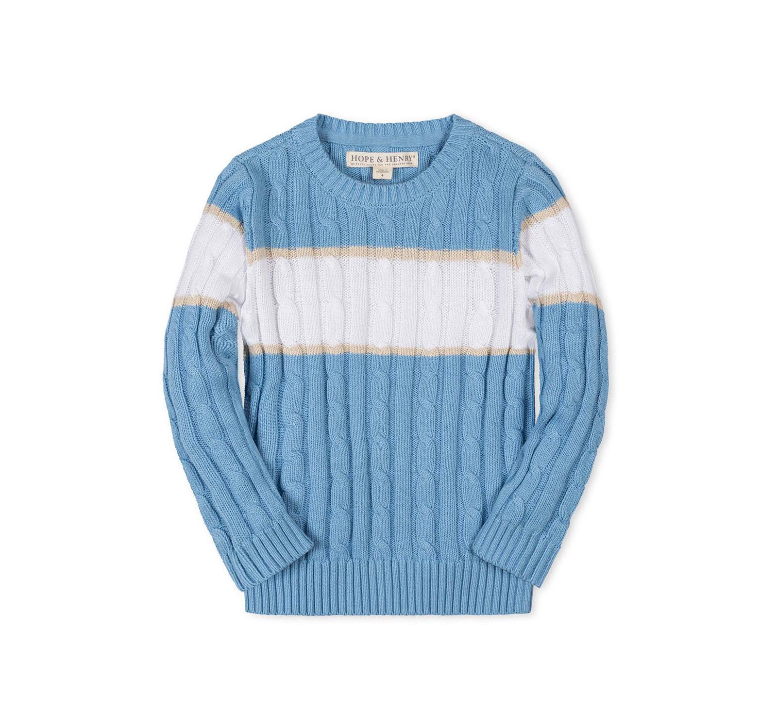 Hope & Henry Toddler Boys' Organic Cable Crewneck Pullover Sweater