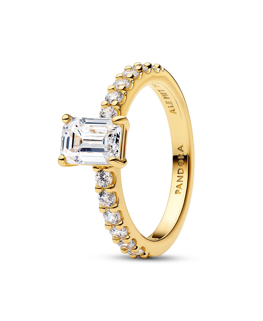 Pandora Rectangular Sparkling Halo Ring