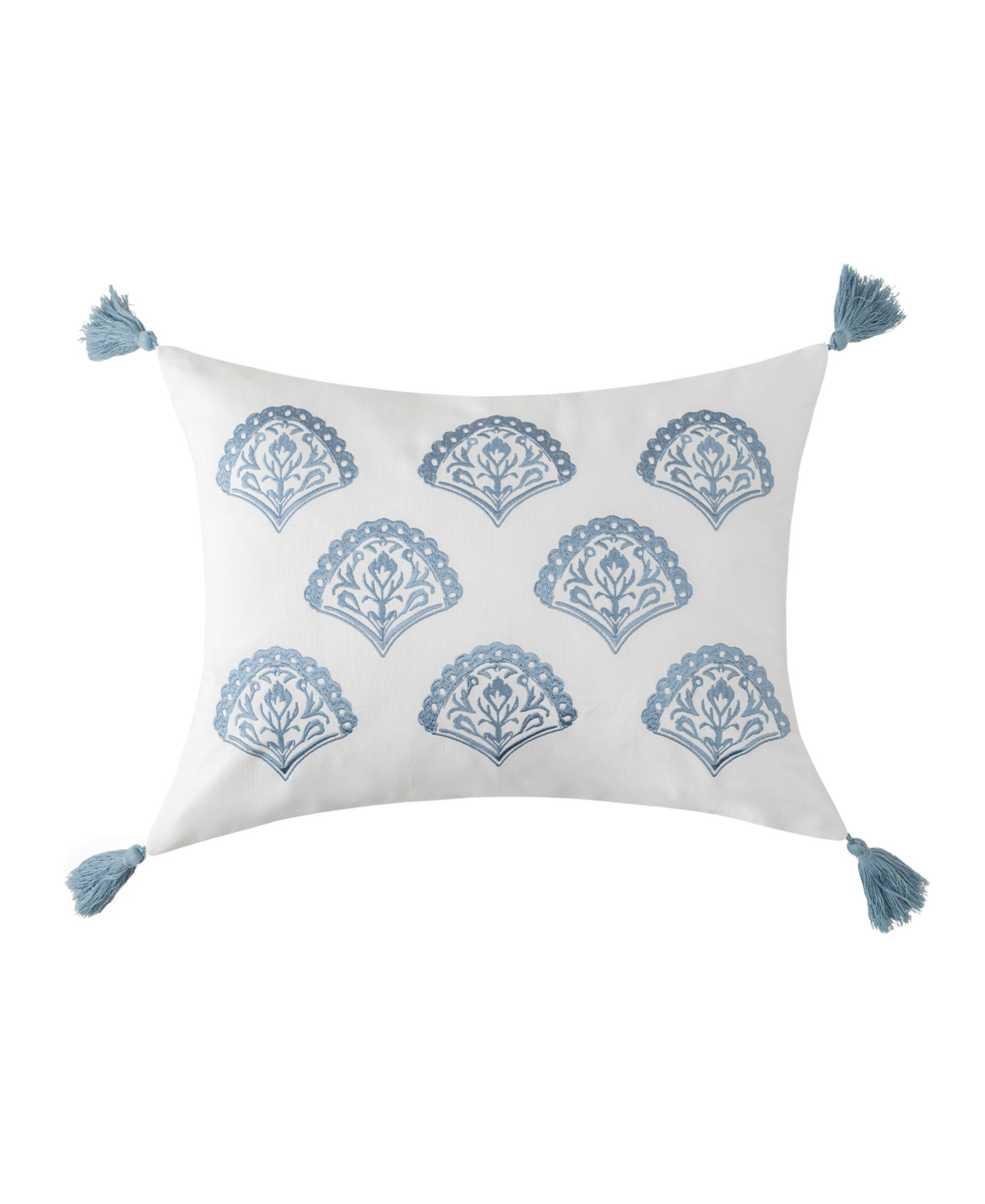 Levtex Home Cabana Stripe Embroidered Tassel Decorative Pillow, 14" x 18"